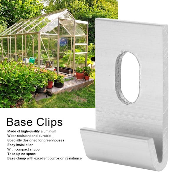 10 stk. Base Clips Krogbeslag Fastgørelser Aluminium Drivhuse Fixture Sæt Sølv