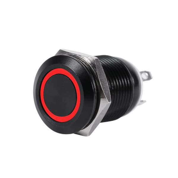 Bil 12mm LED-ljus Momentary Push Button Switch Toggle Black Case 2A