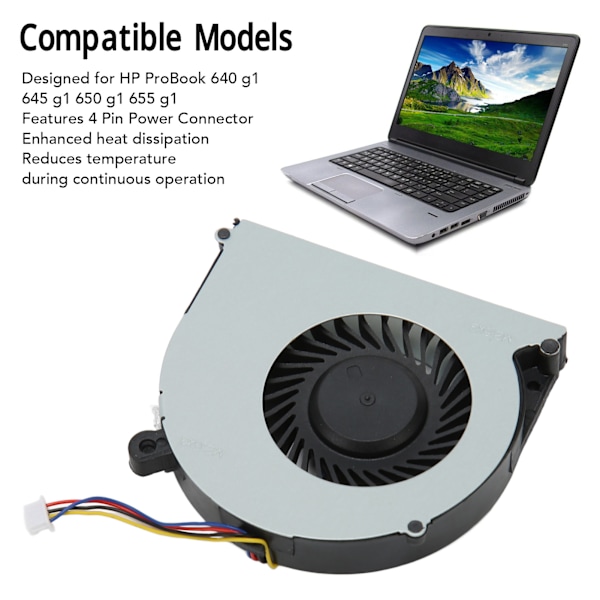 CPU-kylfläktbyte, Intern Kylfläkt för Laptop, för HP ProBook 640 G1 645 G1 650 G1 655 G1