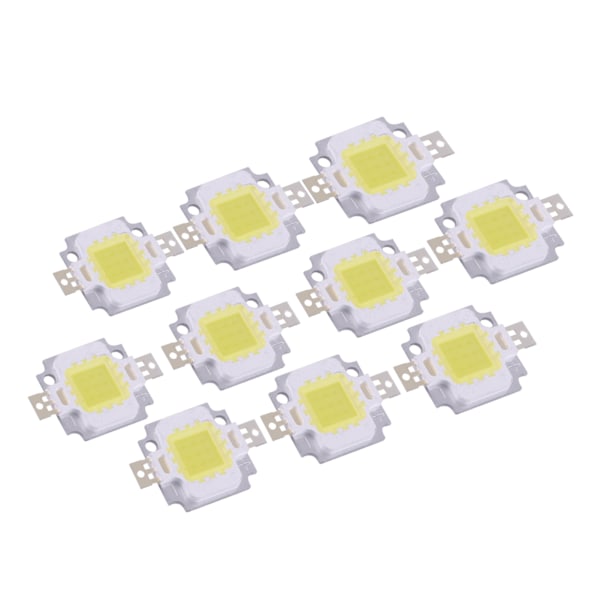 10 stk. 10W LED SMD Chip COB DC 9-10V til lampe projektør pærer højeffekt kold hvid
