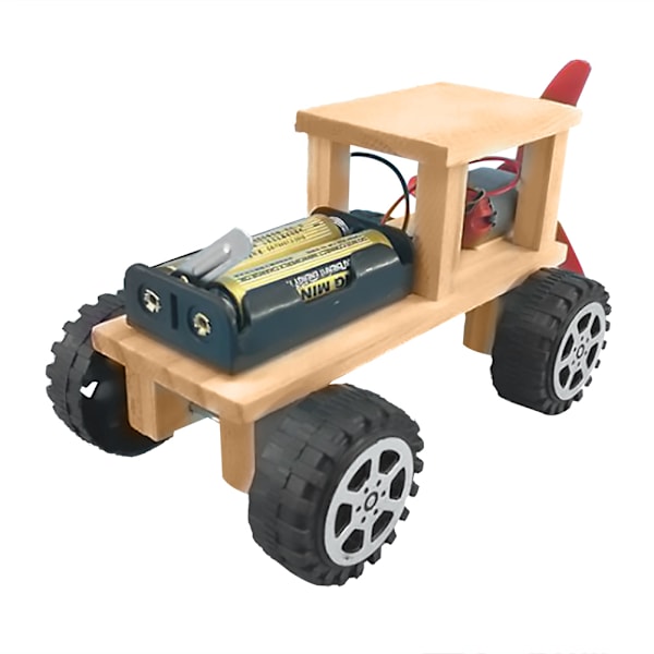 Trä DIY Elektrisk Vindkraftbil Modell Barn Handgjord Montering Leksak Pedagogisk Leksak