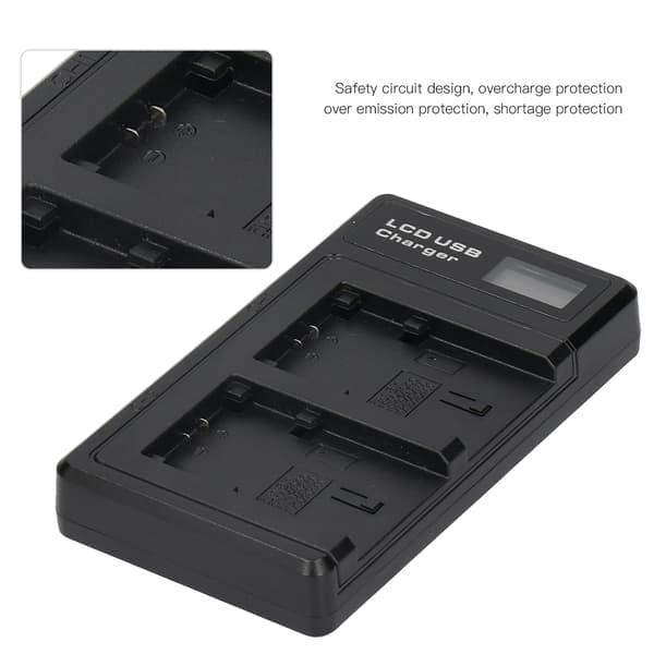 Batterilader i plast med LCD-skjerm, dobbel lading for kamerabatteri NP‑FV100
