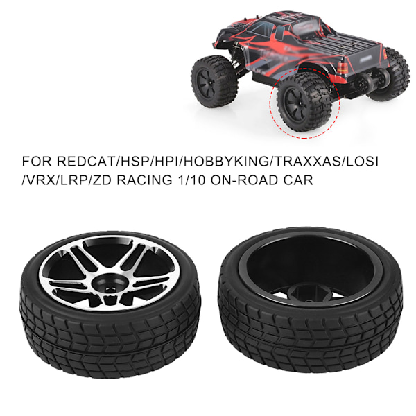 2 stk. 1/10 RC Lastbil Gummi Dæk Hjul til ZD Racing On road Bil Blå