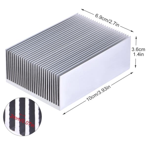 1 stk. Aluminium Køleplade Køling til LED Forstærker Transistor IC Modul 100*69*36mm