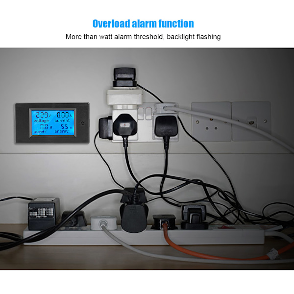100A AC 80~260V Digital Strømmåler Monitor Spænding KWh Watt Voltmeter Amperemeter