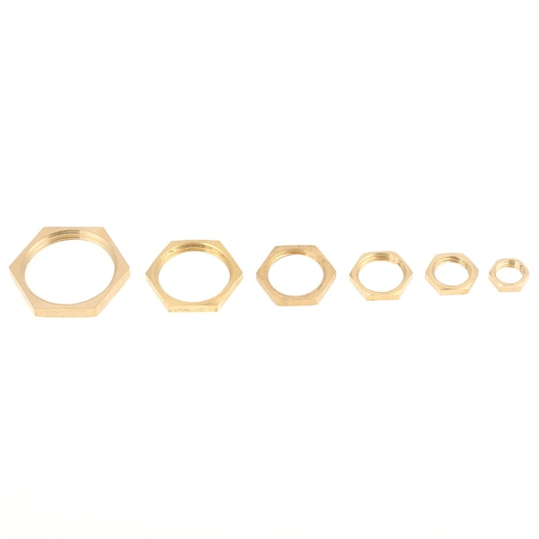 40 stk. G1/8 G1/4 G3/8 G1/2 G3/4 G1 Gjenge Rørfittings Messing Sekskant Låsemuttere Tynn Mutter