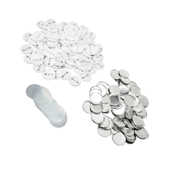 100 Set Knappnålsdelar Tennplåt Plastbas Rostfri Används Ofta Knapptillverkningsmaterial för Märkeshantverk DIY 44mm / 1.73in