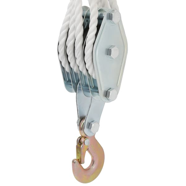 Hissblock 4000LB Last Galvaniserat Stål Krok Lyftblock med Multi Nylonrep