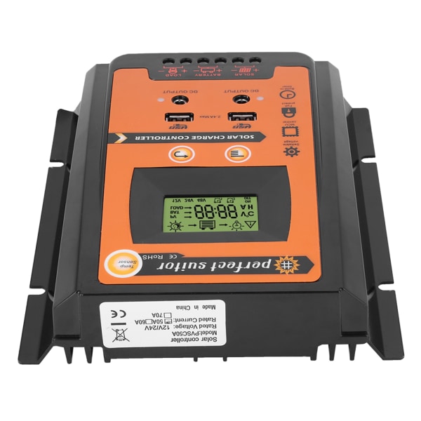 12V/24V 50A PWM&amp;MPPT Lyhyt Versio Aurinkolataussäädin Aurinkopaneelin Akun Säädin Kaksois-USB LCD-Näyttö