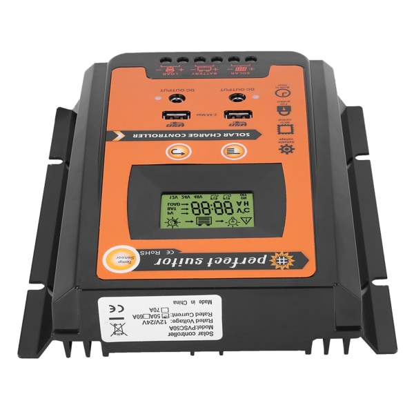 12V/24V 50A PWM & MPPT Kortversion Solar Charge Controller Solpanel Batteriregulator Dubbel USB LCD-skärm