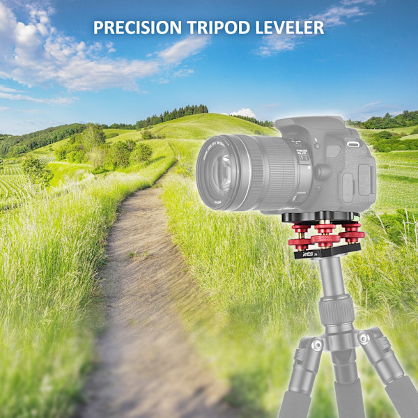 Andoer LP-64 Stativ Nivelleringsbas Tri-hjul Precisionsnivellerare med Vattenpass 3/8