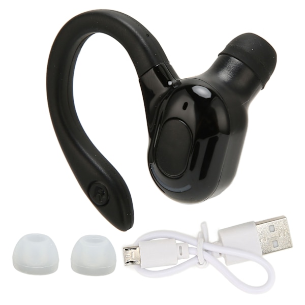 Bluetooth-headset Stereo IPX4 Vattentätt USB-laddning Enkelsidig Trådlös Hörlur för Löpning Körning Svart