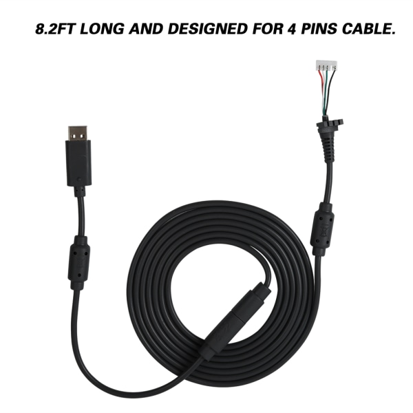 USB 4Pin Gamepad Kabelbyte Wire Breakaway Adapter för Xbox 360 (svart)