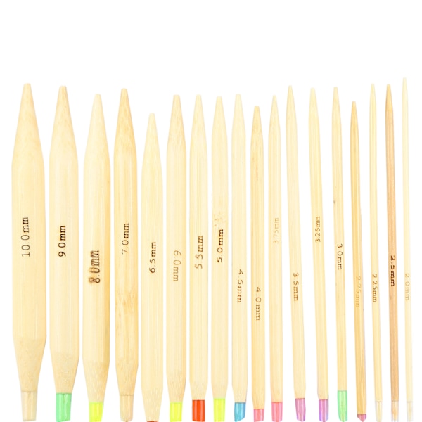 18 st Stickade Rundstickor Dubbelspets Bambu Färg Flexibelt Röranslutning Stickverktygssats (120 cm)