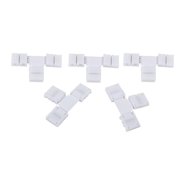 5 st Lödfria 4-stiftsklämmor för 10 mm RGB 5050 LED-remsa (T-form)