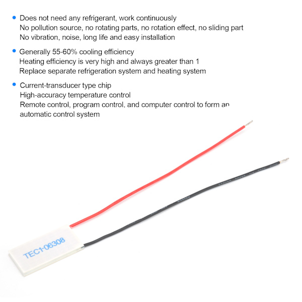 Termosähköinen jäähdytysmoduuli puolijohde elektroninen jäähdytys 20X40mm TEC1‑06308 6V8A