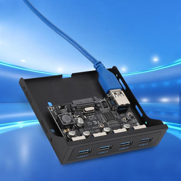 PCI-E till 4xUSB3.0 för NEC720201 Chip Front Floppy Bay Adapter Expansionskort Svart