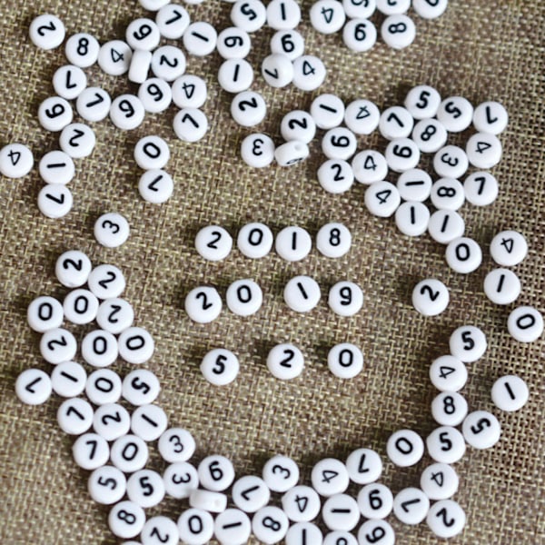 500 stk. akrylperler DIY håndlavede perlesmykketilbehør nummer 0-9 til håndværkssamling