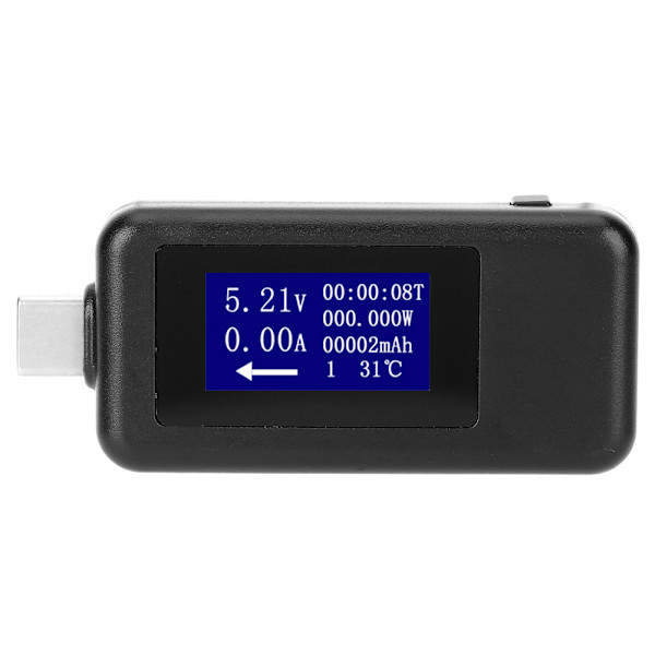 TypeC Tester Multifunksjonell Toveis Strømspenning DC Digital Voltmeter (Svart)