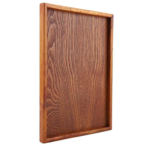 Rektangulær Tre Te-brett Serveringsbord Plate Snacks Mat Oppbevaringsfat for Hotell Hjem (35*24cm)