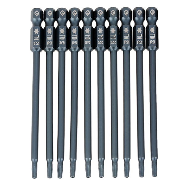 10 stk. 100mm 1/4\" Hex Skaft T10 Magnetisk Sikkerheds Stjerne Hoved Skruetrækker Bits Sæt