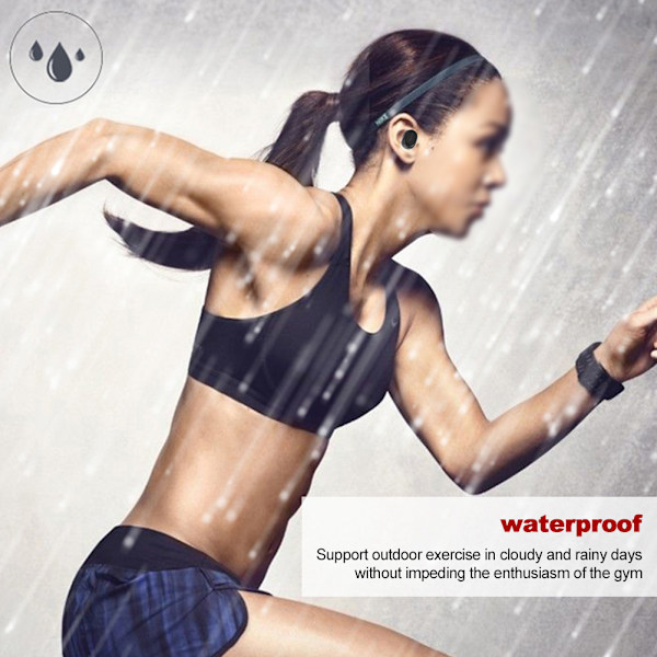 QCY T1C Trådlösa hörlurar 5.0 Bluetooth Dubbla in-Ear Sportlöpning Hörlurar (Svart)