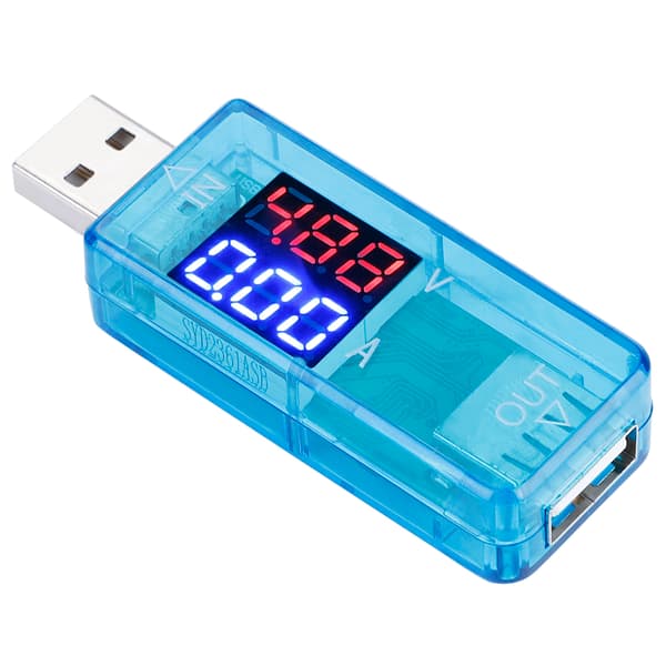USB Farge LCD Voltmeter Amperemeter Strømmåler Multimeter Lader USB Tester (Blå)