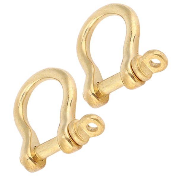 2 Sett Ankersjakkel Ren Messing U Type Fob Nøkkelring Krok Gylden Koblingsspenne 10mm