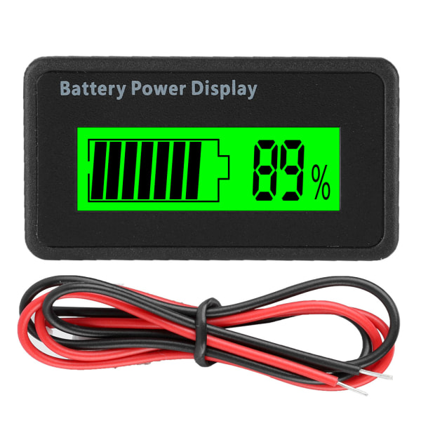Grønn Bakgrunnsbelyst GY-6H Batteristrømdisplay 12-48V Universell Batterikapasitetsindikator Voltmeter