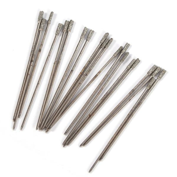 20 stk. 1 mm diamantbelagte lapidariske bor Solid Bits Nål for smykker Agat