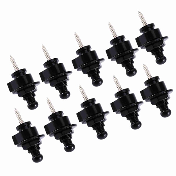 10 stk/pose Metall Runde Hodestropplåser Antiskli Stropplåsknapper For Elektrisk Gitar (svart)