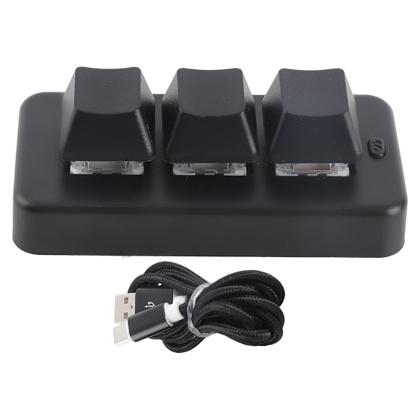3 Tangenters Knappsats RGB Bakgrundsbelyst 3 Tangenter USB-gränssnitt Mini Mekanisk Programmerbar Plug and Play Macro Knappsats för Dator Svart