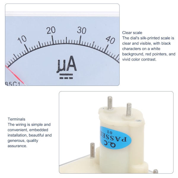 85C1 DC0-50UA Pekar DC Amperemeter Huvud Ampere Mätare Linjekrets Mätenhet