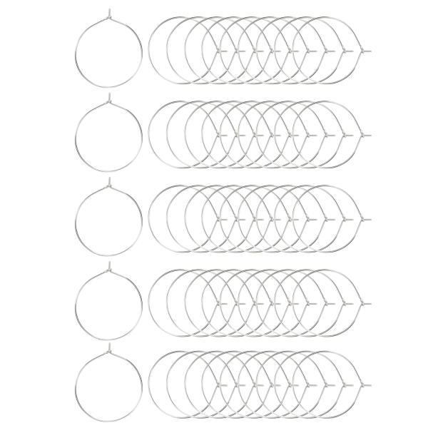 50 st örhänge pärlbåge vinglas ringar rostfritt stål cirkel DIY smycken tillbehör