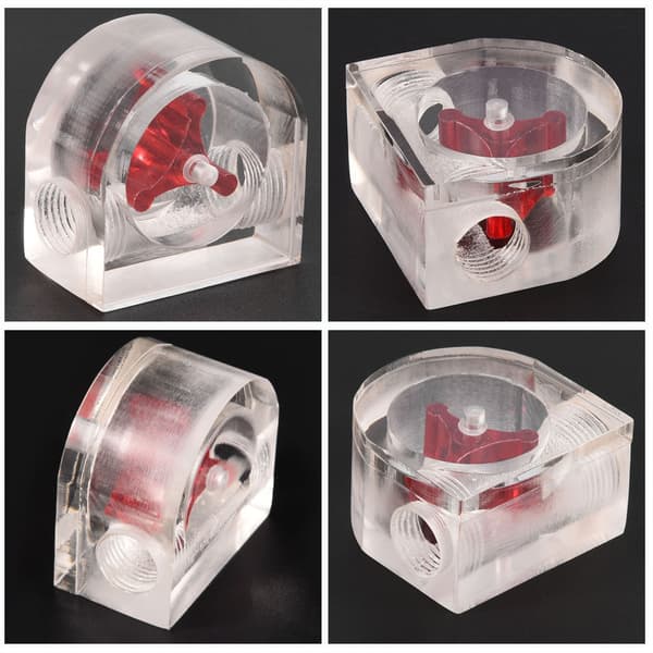 3 Impeller Flow Meter Indikator til PC Vandkølingssystem G1/4 Gevind Halvcirkel 2 Veje