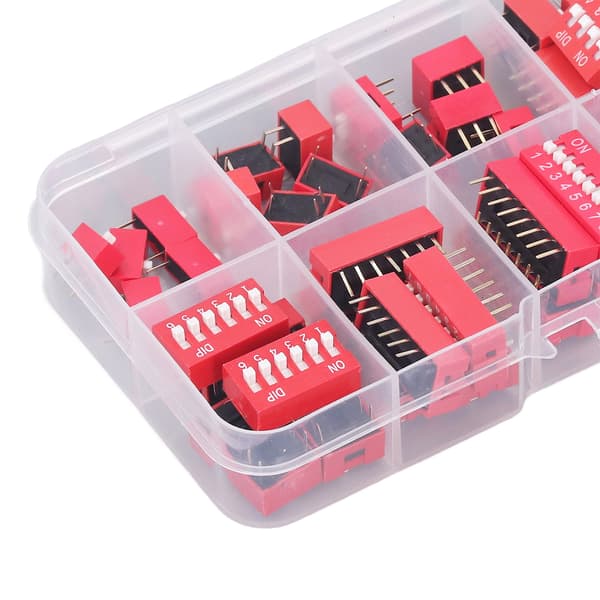 45 stk. DIP-switch assorteret sæt On Off Toggle 2,54 mm område 1 2 3 4 5 6 7 8 9P til kredsløbs breadboards