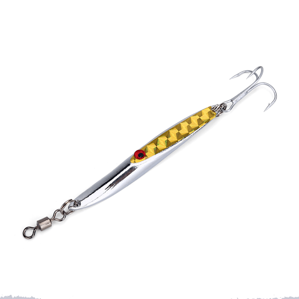 Drag Metal Bass Hård Sked Bete Jig Lockbete Konstgjord Krok (Gul 28g)