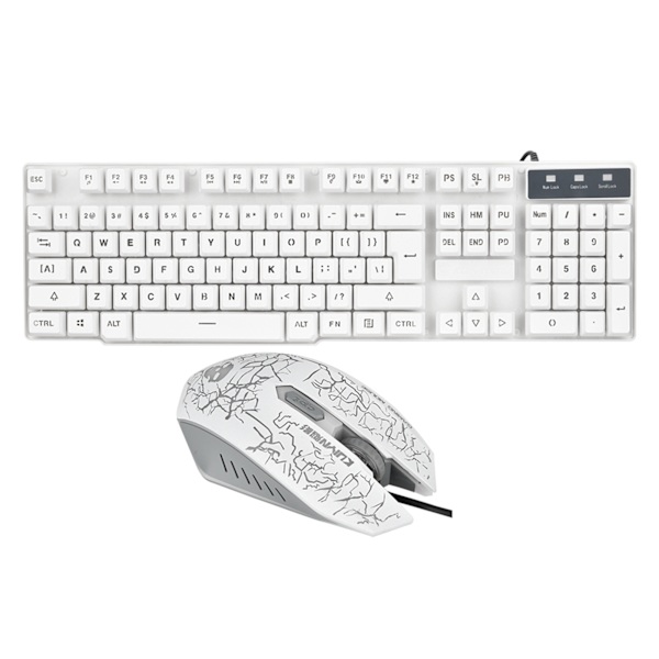 Kablet Belysning USB1.1 / 2.0 Tastatur og Mus Kombinasjon for Windows XP/Vista/7/8/10/OSX - Hvit