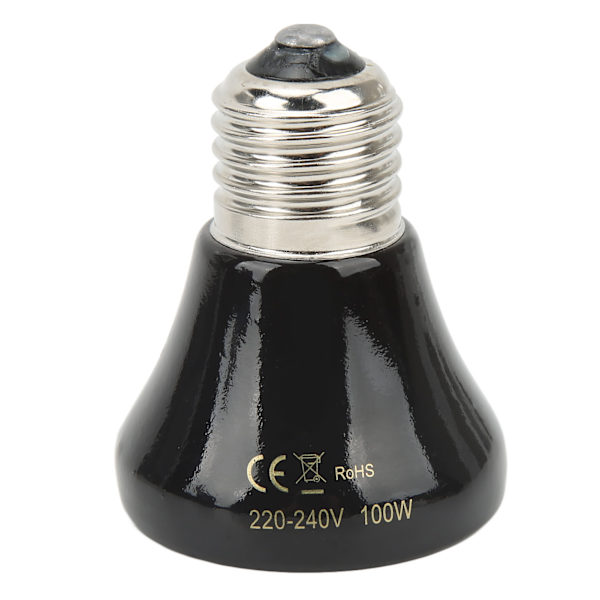 Keraaminen lämpölamppu matelijoille, pieni infrapuna keraaminen lämpölamppu sammakkoeläimille, liskoille, matelijoille 220V‑240V 100W musta