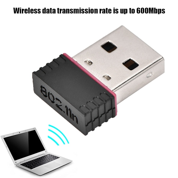 Mini USB Trådløs Adapter Netværkskort USB 2.0 Wifi Dongle 2.4HHz 600Mbps til WIN/MAC