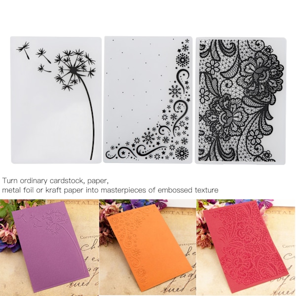 3 stk. Plast Prægemapper DIY Kortfremstilling Scrapbooking Præget Skabelon Papirhåndværktøj