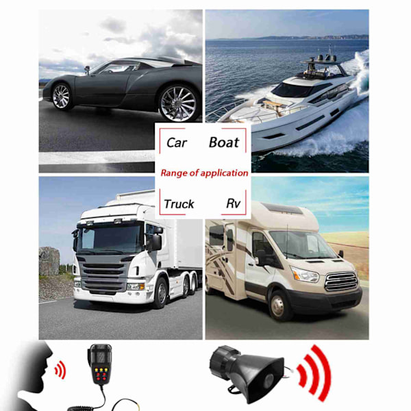 Alarm Horn Högtalare 7 Siren Ljud 12V 100W Bilalarm Horn Siren PA Högtalare Mic System 200dB