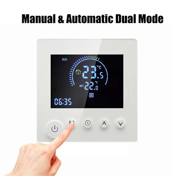 Vägghängd Termostat Programmerbar LCD-Display Touchknapp Värme Digital Termoregulator Temperaturkontroll för Hemrum