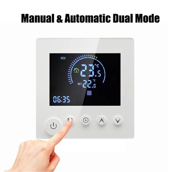 Väggradiator Programmerbar LCD-skärm Touchknapp Värme Digital Termoregulator Temperaturkontroll för Hemrum