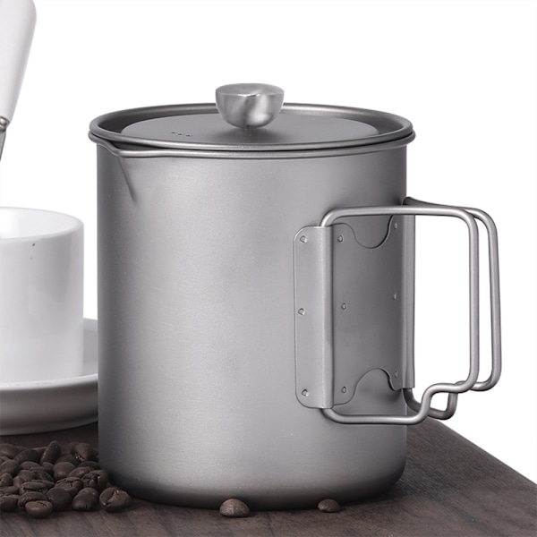 Lixada 750ml Titanium Kaffekop Krus Stempelkande Kaffemaskine med Låg Udendørs Camping Kogegryde
