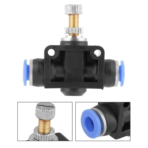 5 stk/sett Skyv inn hastighetskontroller 6mm pneumatisk luftstrømskontrollventilkontakt
