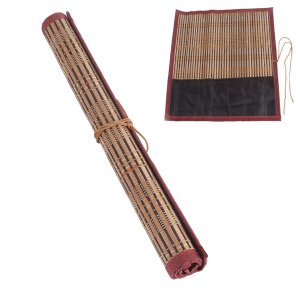 Pensel Bambu Rullväska Kalligrafi Pennfodral Gardinpaket Konstmaterial