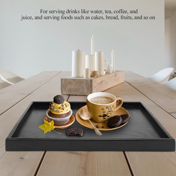 Rektangulær Form Massivt Træ Te Kaffe Snack Mad Måltider Serveringsbakke Plade Bakker 40 x 30 cm
