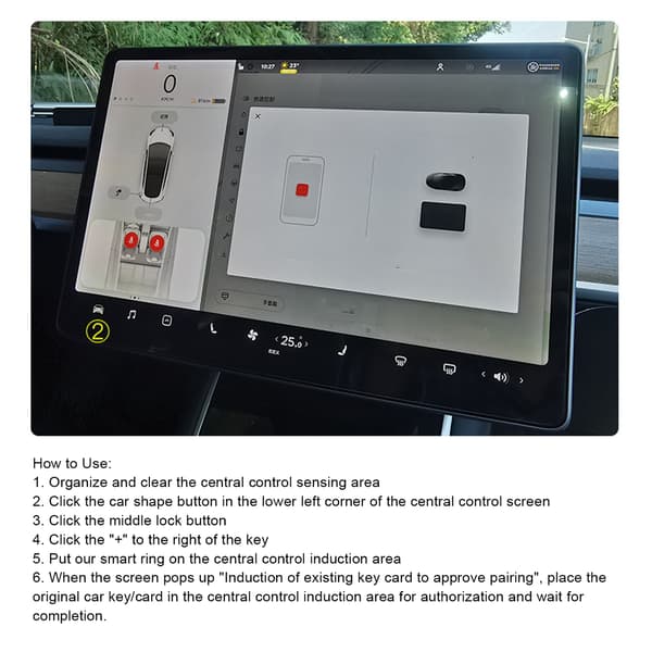 Kolfiber Bil Smart Finger Nyckelring med Låda Passar Tesla Model 3/X/S/Y