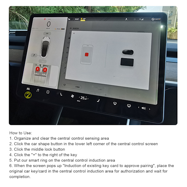 Smart Nyckelring i Kolfiber för Tesla Model 3/X/S/Y
